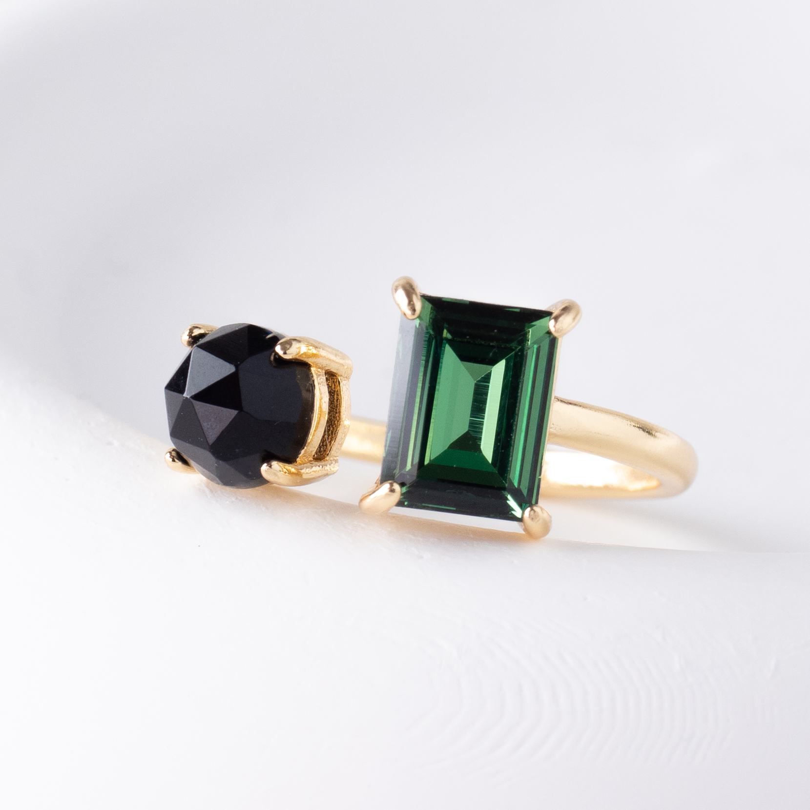 モスグリーン×ブラックオニキス　リング